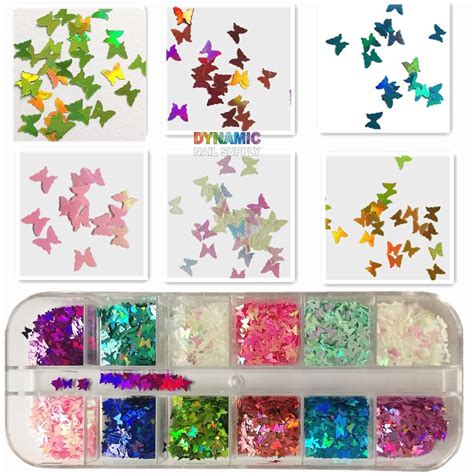 12 Colors Butterfly Nail Glitter Sequins 3d Laser Butterfly Nail