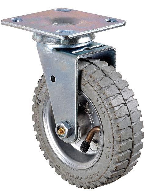 Grainger Approved Plate Caster With Pneumatic Wheels 6 18 In Wheel