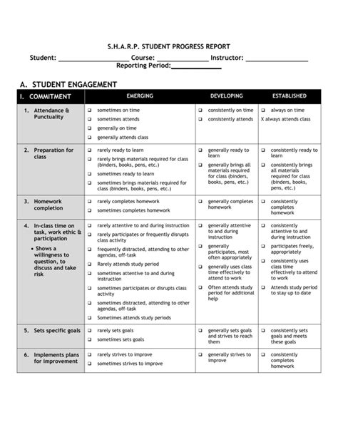 Download Student Progress Report Template For Free Page 2 Formtemplate