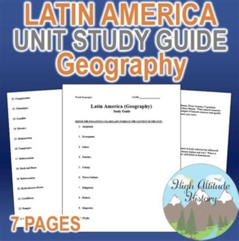 The Latin America Unit Study Guide For Geography