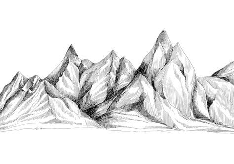 Beautiful Hand Draw Landscape With Mountain Sketch Design Free Download