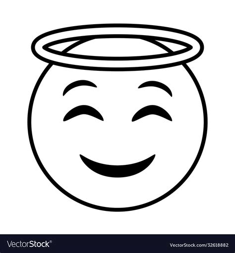 Angel Emoji Face Classic Line Style Icon Vector Image