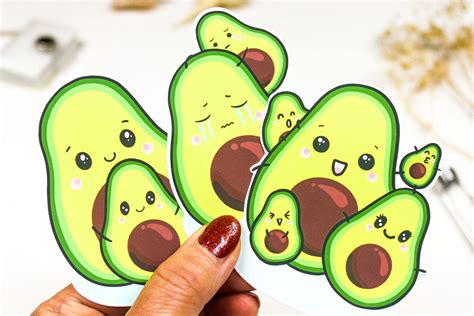 Kawaii Avocado Sticker Set Avocado Lover Fruit Stickers Etsy