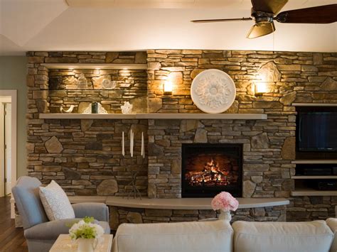 Outfit your outdoor living room with this striking stacked stone outdoor fireplace or create a beautiful outdoor stacked stone kitchen centered around the grill island or outdoor brick oven components. Living Room Design Style | Living Room and Dining Room ...