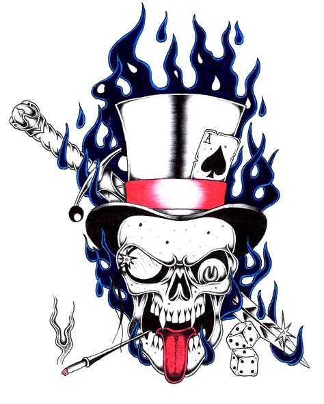 Flaming Top Hat Skull By Stark Sketches On Deviantart