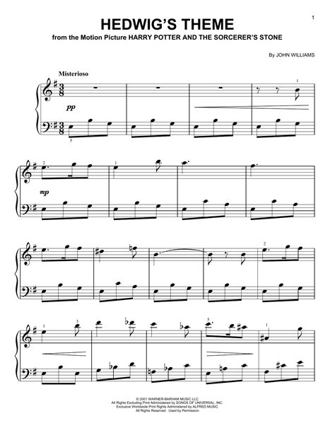 Hedwigs Theme From Harry Potter And The Sorcerers Stone By John Williams Sheet Music For