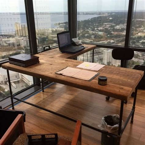 Glass home office/study modern tables. Luxury Offices: Beautifully Reclaimed Wooden Desks