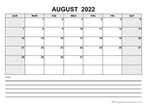 Blank August 2023 Calendar Pdf Free Printable Templates