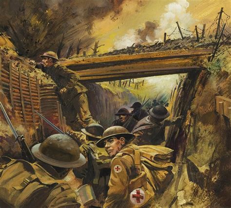 Painting Of Battle In The Trenches Of World War 1 Milart Ground