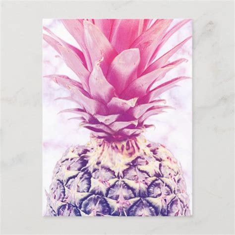 Pink Pineapple On White Marble Holiday Postcard
