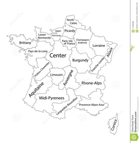 Editable Blank Map Of France Stock Illustration Illustration Of