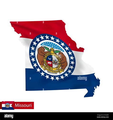 Missouri State Map With Waving Flag Of Us State Vector Illustration