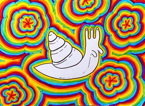 3 Eyed Psychedelic Snail Print Rainbow Etsy