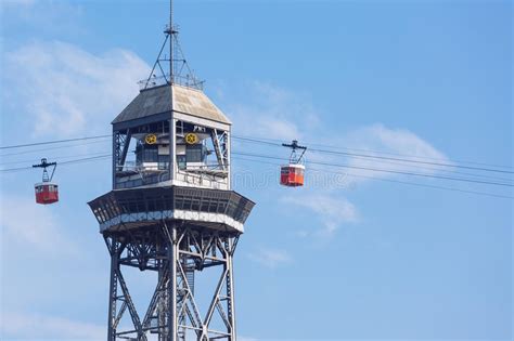Tower For Cable Car In Barcelona Stock Image Image Of Tourism