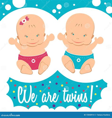 Happy Twins Boy And Girl Stock Vector Illustration Of Children 73040914