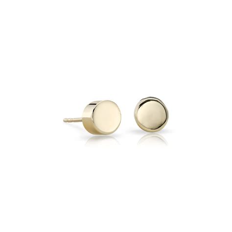 Flat Round Stud Earrings In 14k Yellow Gold Blue Nile Pt