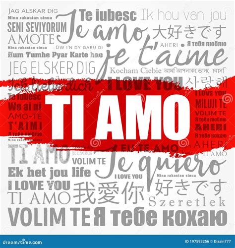 ti amo i love you in italian in different languages of the world stock illustration