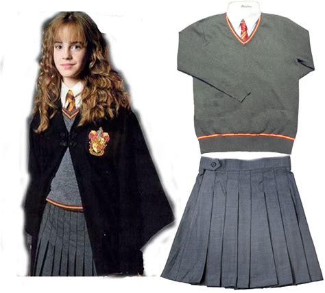 free shipping gryffindor hermione cosplay skirt uniform custom made top shirt skirt tie on