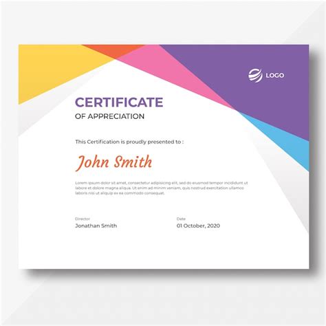Premium Psd Abstract Colored Shapes Certificate Design Template