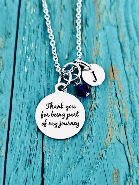 Thank You For Being Part Of My Journey Silver Necklace Etsy