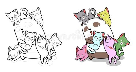 Three Cats Cartoon Coloring Page For Kids Stock Vector Illustration