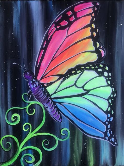 Blacklight Butterfly Neon Art Painting Butterfly Art Painting Diy Canvas Art Painting