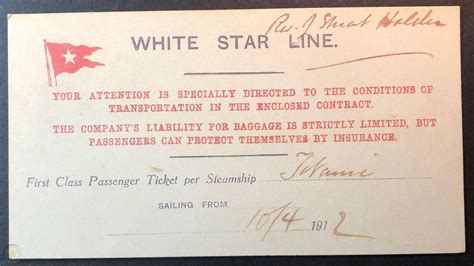 Fake Titanic Ticket White Star Line