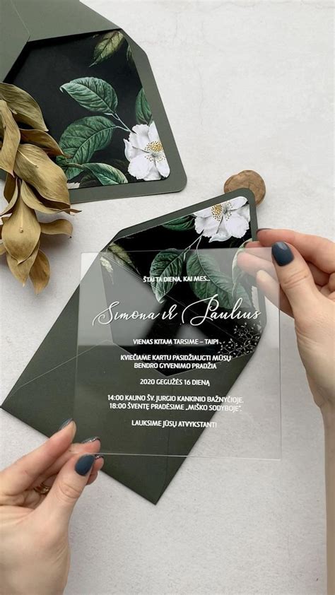 Transparent Wedding Invitation With Stamp Floral Design For Your