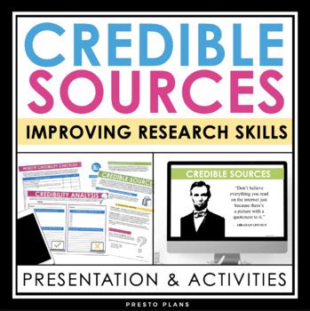 Credible Sources Research Presentation And Activities By Presto Plans