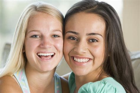 Two Teenage Girls Smiling Stock Photo Image Of Teenagers 6882904