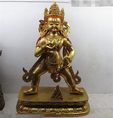 Xd 002916 Tibet Buddhism Pure Bronze 24k Gild Yellow Jambhala God Of