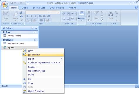 Ms Access 2007 View Sql For A Query