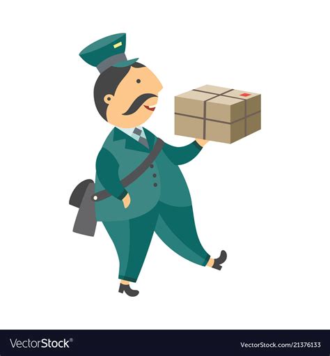 Cartoon Postman Mailman Character Parcel Vector Image