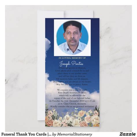 Create Your Own Flat Thank You Card Zazzle Funeral Thank You Cards