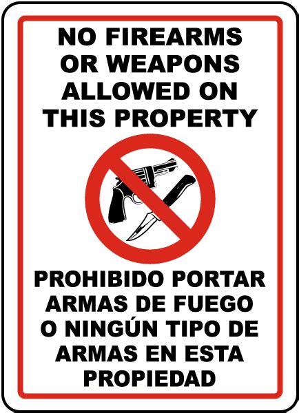 Bilingual No Firearms Or Weapons Sign F7440bi By