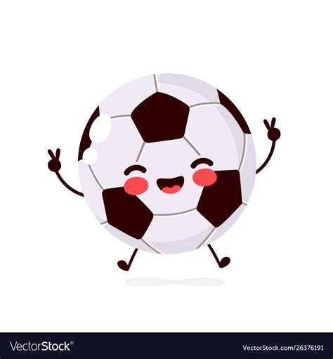 Cute Happy Smiling Football Ball Royalty Free Vector Image