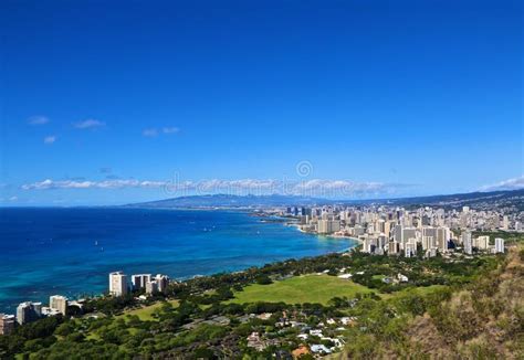 View Of Waikiki And Honolulu From Diamond Head Stock Image Image Of