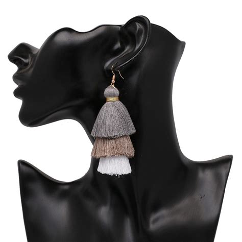 High Quality Fashion Fringe Tassel Earrings Long Dangle Earring Nylon