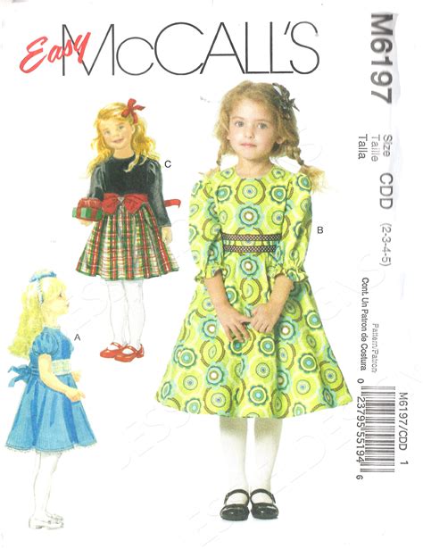 8 Mccalls 6197 Girls Uncut Factory Fold Sewing Pattern 6 7 Kits And How