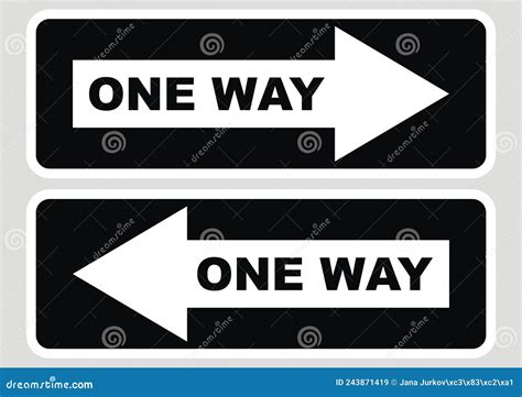 Road Sign Arrow One Way White And Black Colors Vector Stock Vector