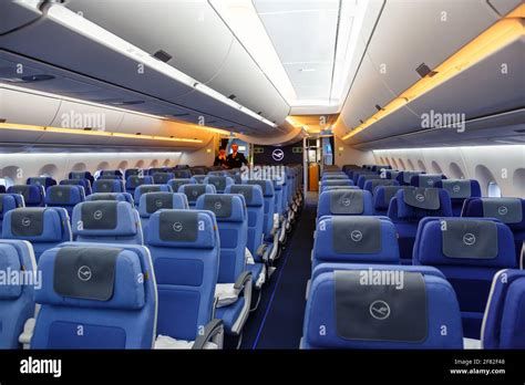 Munich Germany February 9 2017 Lufthansa Economy Class Cabin In An