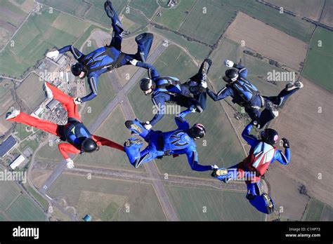 Skydive Langar Airfield British Parachute Schools 6 Person Formation