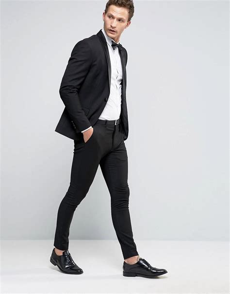 Lyst Selected Super Skinny Tuxedo Suit Trousers In Black For Men