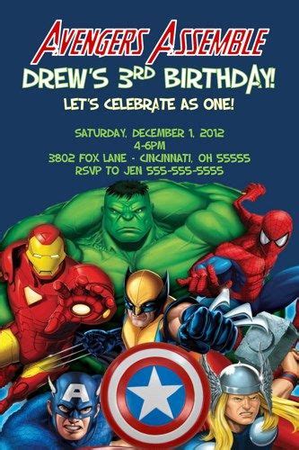 Avengers Assemble Custom Designed Birthday Invitation Photo Or No Phot