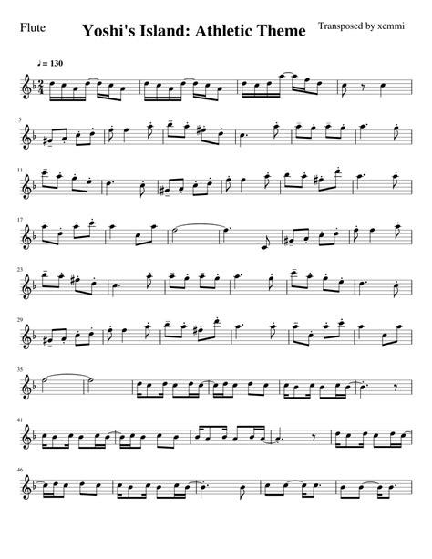 Yoshis Island Athletic Theme Sheet Music For Flute Download Free In