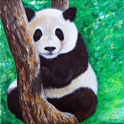 Panda In A Tree Painting By Kirsten Sneath Fine Art America