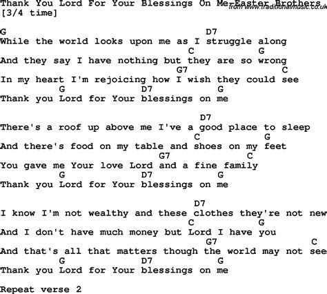 You could not deserted going bearing in mind ebook gathering or c d em all the while, you hear each spoken need am g d yet love is way too much to give us lesser things g what if your blessings come through. Country, Southern and Bluegrass Gospel Song Thank You Lord ...