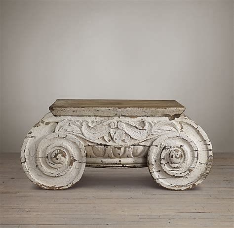 Today we will present you some ideas and inspirations on how to choose a coffee and side table when you have an iconic sofa in your sitting room. Distressed Ionic Capital Coffee Table