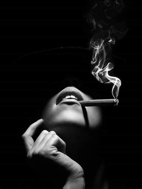 Woman Smoking A Cigar Poster By Johan Swanepoel