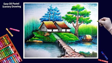 Beautiful Scenery Drawing With Oil Pastels Drawingpastel Drawing